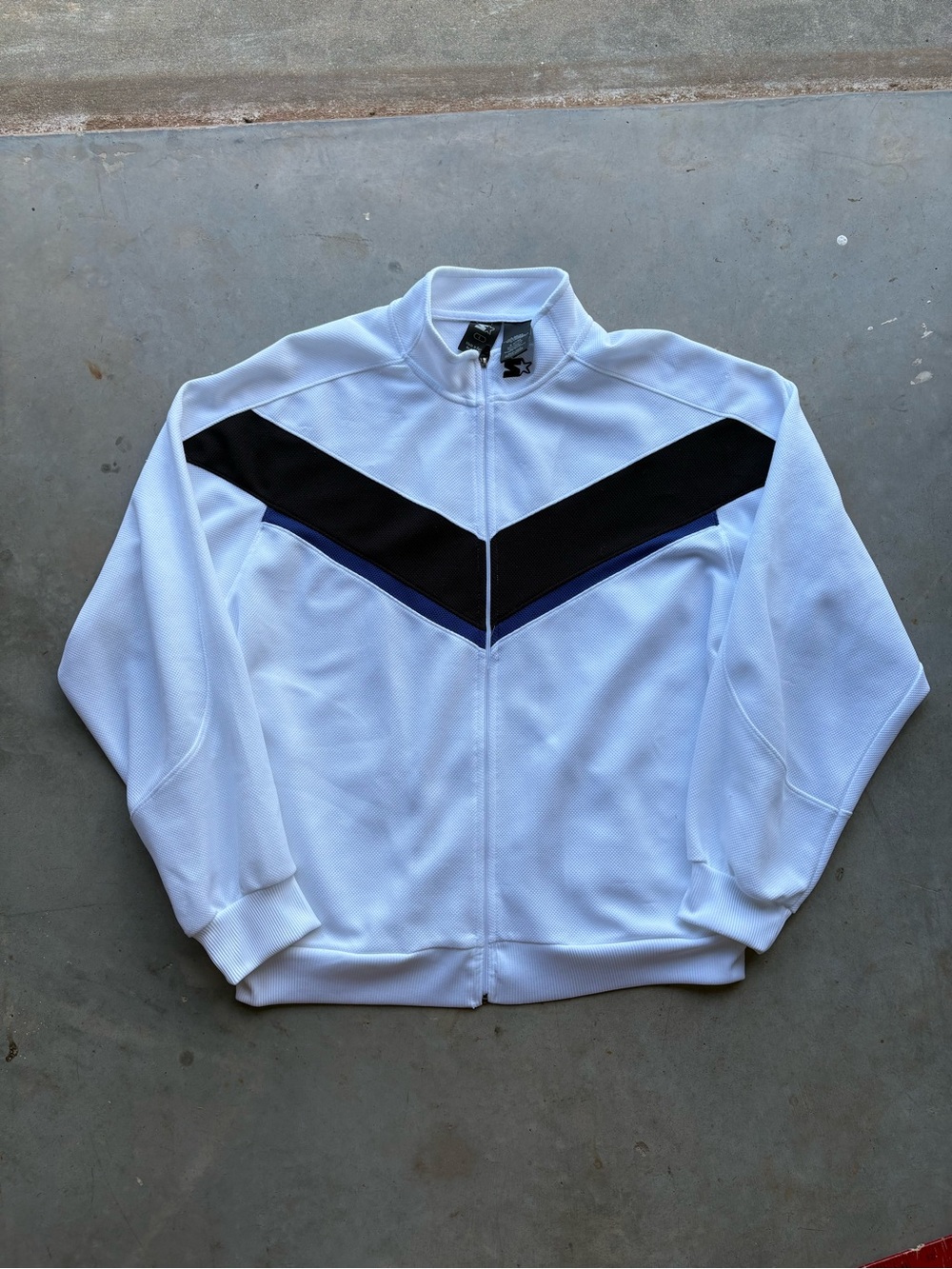 STARTER White Track Jacket with Black & Navy Chevron